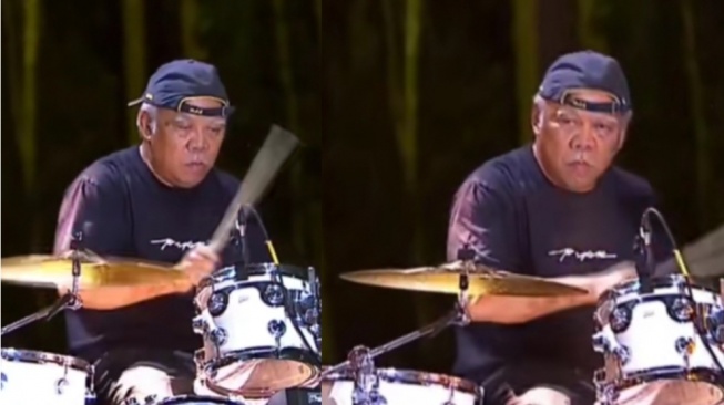 Menteri PUPR, Basuki Hadimuljono beraksi jadi drummer band gigi (TikTok/negeriku_62)