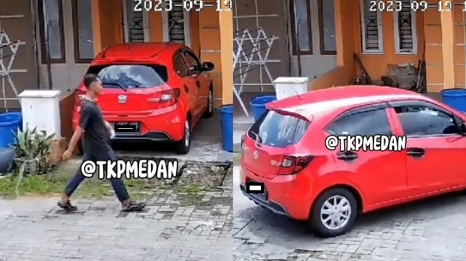 Pria pencuri mobil di Medan berhasil ditangkap polisi. (Instagram/tkpmedan)