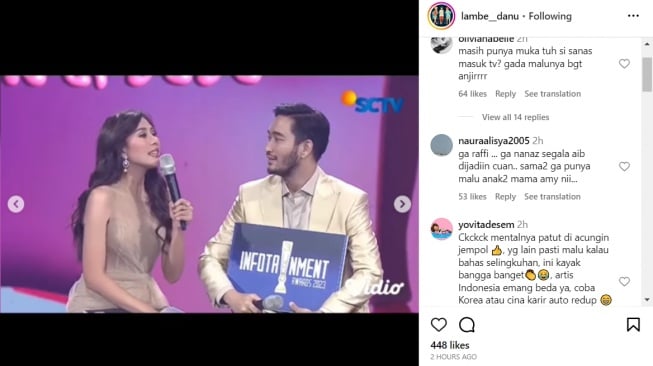 Syahnaz dan Jeje Govinda tampil di televisi setelah skandal perselingkuhan. (Instagram/ lambe_danu)