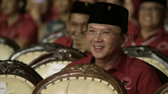 Eks Gubernur DKI Jakarta Basuki Tjahja Purnama alias Ahok di Rakernas PDIP, Jumat (29/9/2023). (tangkap layar)