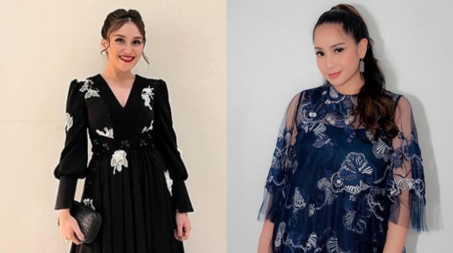 Kolase potret Ayu Ting Ting dan Nagita Slavina. (Instagram)