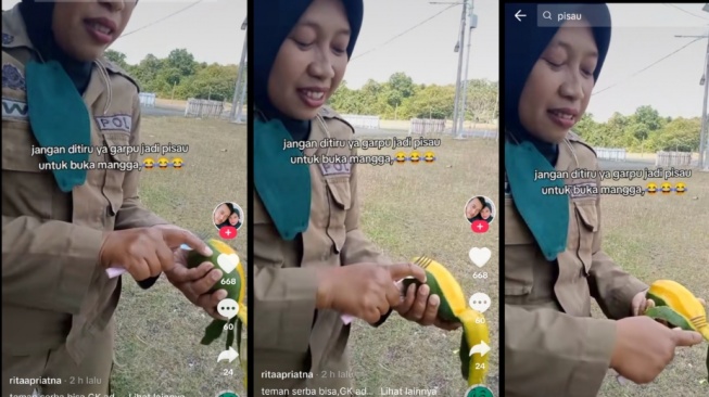 Wanita Ini Kupas Mangga Tidak Pakai Pisau, Skillnya Bikin Takjub