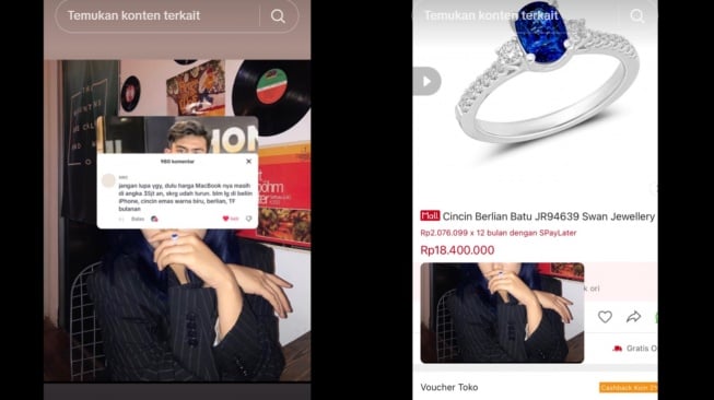 Marshella Aprilia pernah dapat cincin berlian (TikTok/@couple_aa20)