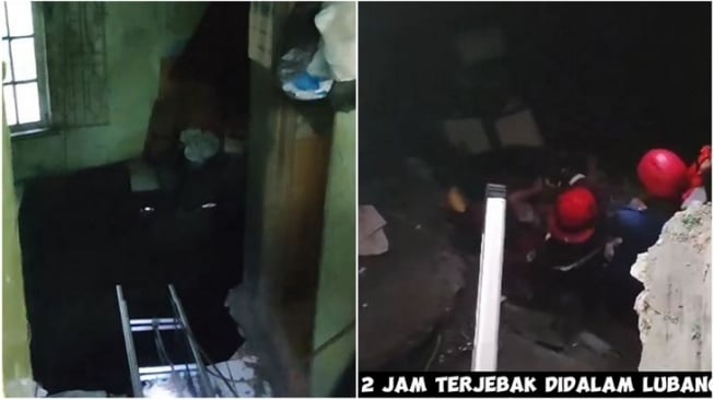 Pria Terjebak di Lubang 3 Meter Gegara Lantai Kamar Mandi Amblas, Damkar Medan Turun Tangan