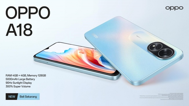 Spesifikasi dan harga Oppo A18 di Indonesia. [Oppo Indonesia]