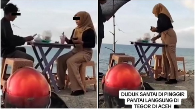 Viral Sejoli Duduk Berduaan di Pinggir Pantai Kena Tegur, Endingnya Diusir