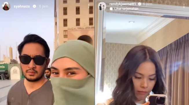 Kolase instastory Syahnaz dan Rendy Kjaernett. (Instagram/ lambe_danu)