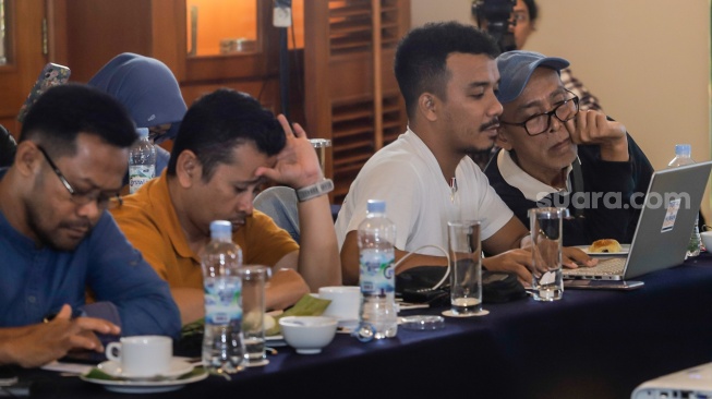 Para peserta mengikuti acara USAGM Workshop: Digital Security for Newsroom di Hotel Aryaduta, Jakarta, Selasa (10/10/2023). [Suara.com/Alfian Winanto]