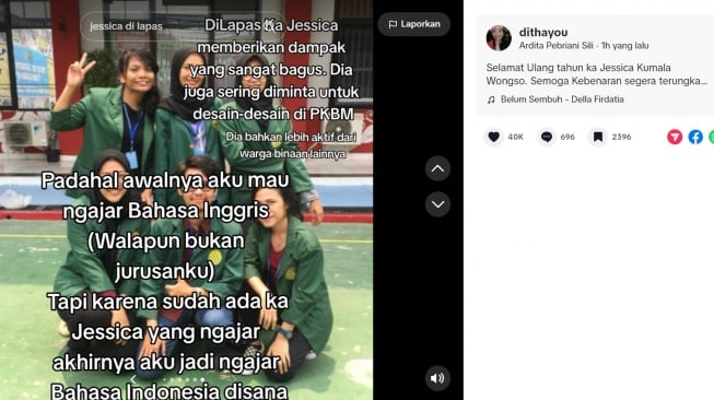 Seorang warganet ungkap karakter Jessica Wongso di dalam penjara (TikTok/@dithayou)