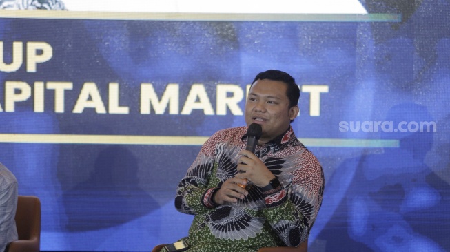 CEO Babarafi Eko Pujianto saat menjadi narsum Local Media Summit 2023 di Hotel Aryaduta, Menteng, Jakarta Pusat, Rabu (11/10/2023). [Suara.com//Alfian Winanto]