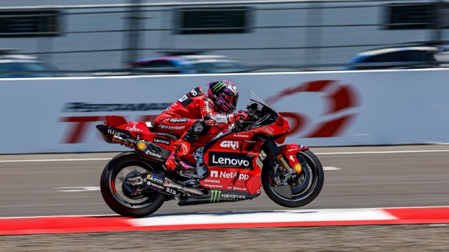 Aksi Pembalap Ducati Corse Francesco Bagnaia di tempat MotoGP Mandalika. (Foto: Ducati)