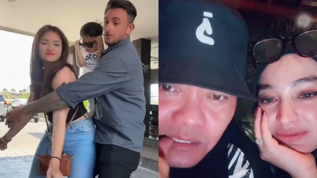 Kolase potret Nathalie Holscher dan Sule dengan pasangan masing-masing. (TikTok)