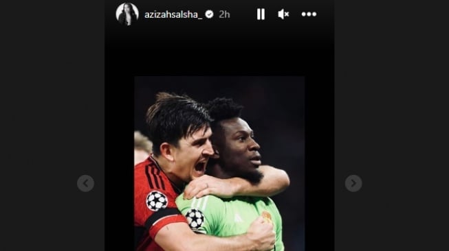 Azizah Salsha memposting duo pemain Manchester United, Harry Maguire dan Andre Onana (Instagram/azizahsalhsa_)