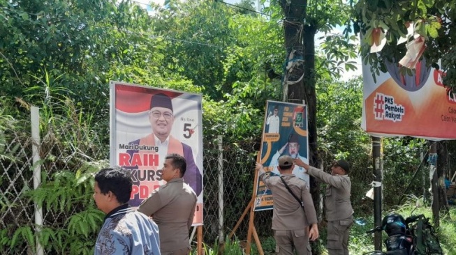 Banyak Baliho Bakal Calon Bupati dan Wakil Bupati Terpasang, Satpol PP Gunungkidul Tak Tinggal Diam