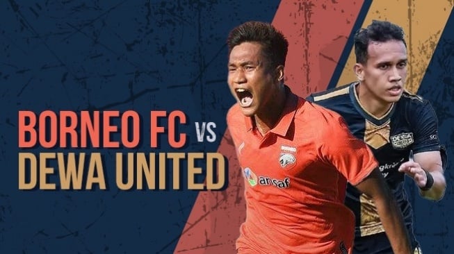 Ilustrasi Borneo FC vs Dewa United di BRI Liga 1 2023/2024. [Suara.com]