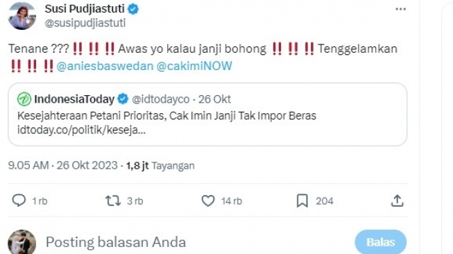 Cuitan Susi Pudjiastuti (X/susipudjiastuti)