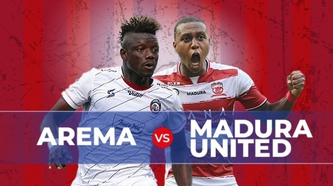 Kolase Prediksi Arema FC vs Madura United dalam pekan ke-17 BRI Liga 1 2023/2024 di Stadion Kapten I Wayan Dipta, Gianyar, Bali, Sabtu (28/10/2023). [Suara.com]