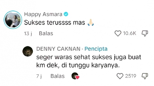 Denny Caknan diduga sebut Happy Asmara dengan panggilan sayang (TikTok/@myllnd.a)