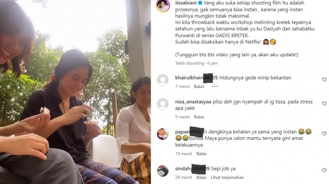 Tissa Biani diserang fans Fuji lewat Instagram. 