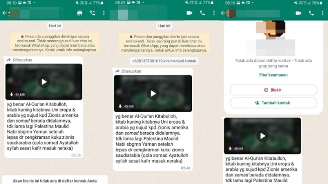 Unggahan UAS terkait kiriman pesan di WhatsApp dari nomor tak dikenal. Namun unggahan tersebut telah dihapus. [Instagram/UAS]