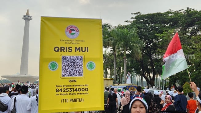 Panitia Aksi Bela Palestina di Monas Sediakan Infak Via QRIS Atas Nama MUI