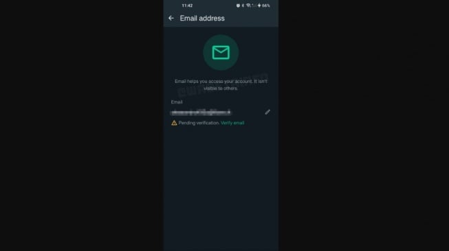 Verifikasi WhatsApp lewat email versi Beta. [WABetaInfo]