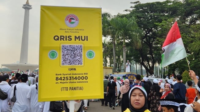 Aksi Bela Palestina Di Monas: Peserta Disediakan Infak Via QRIS Atas ...