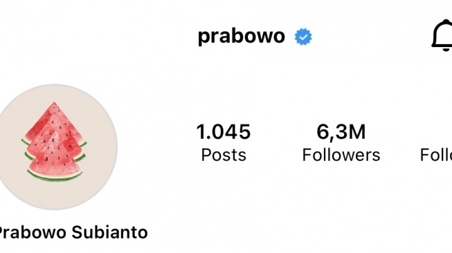 Prabowo Subianto ganti profil Instagramnya jadi gambar semangka. (bidik layar)