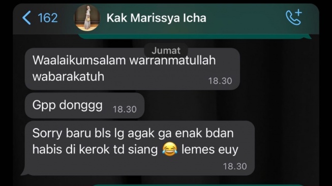 Chat Marissya Icha dengan sahabatnya (Instagram/@hay_tje)