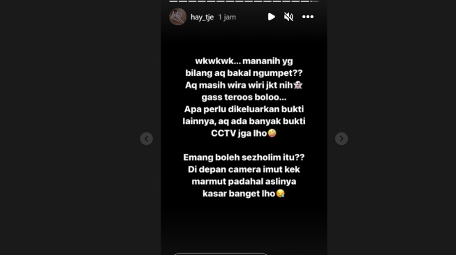 Teman Marissya Icha ancam bongkar kelakukan Fuji (Instagram/@hay_tje)