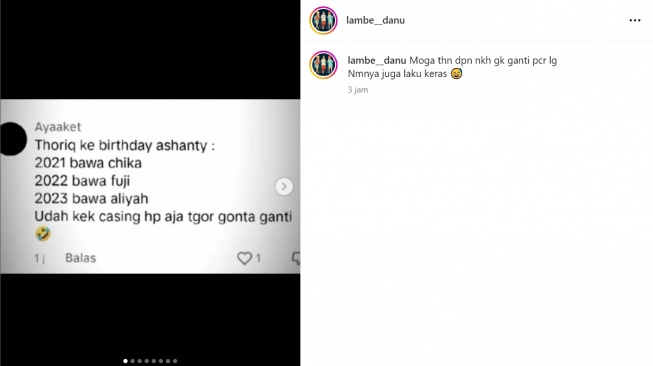 Thariq Halilintar selalu bawa cewek berbeda tiap ulang tahun Ashanty (Instagram/@lambe__danu)