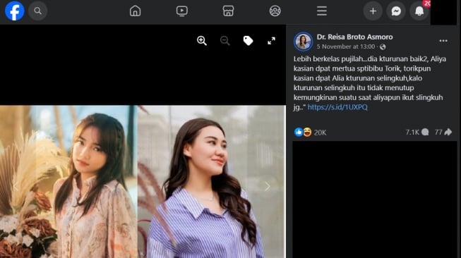 Akun mengatasnamakan dokter Riesa Broto Asmoro (Facebook)