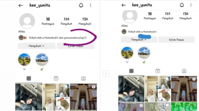 Gunawan Dwi Cahyo unfollow Instagram terduga wanita selingkuhan. (Instagram/lambe__danu)