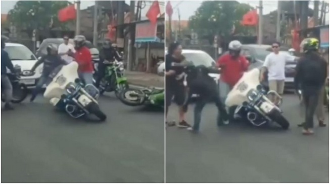 Viral Pengendara Moge dan Ninja Baku Hantam di Jalan, Netizen Soroti Cara Berkelahinya