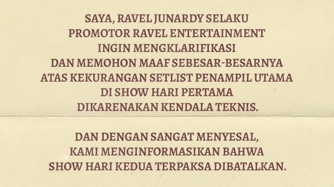 Band BMTH Resmi Gagal Manggung di Hari Kedua (Instagram/@Ravel Entertainment)