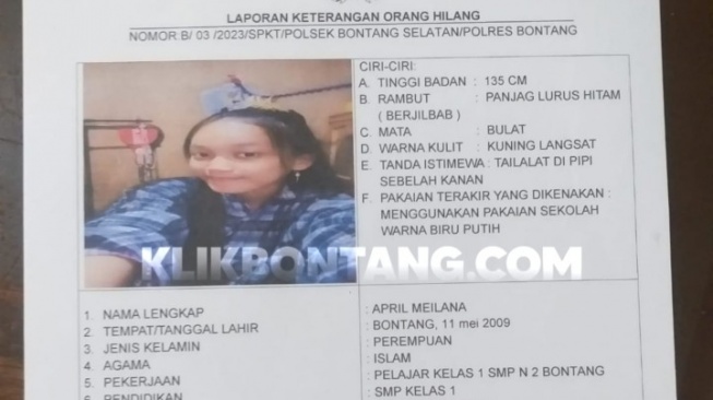 Lembaran surat keterangan orang hilang di Polsek Bontang Selatan. [KlikKaltim.com]