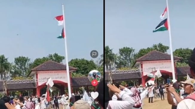 Kibarkan Bendera Palestina Diiringi Indonesia Raya, Aksi Bela Gaza Ini Kena Semprit Warganet: Berlebihan