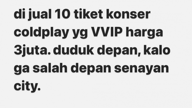 Wika Salim jual tiket konser Coldplay (Instagram/@wikasalim)