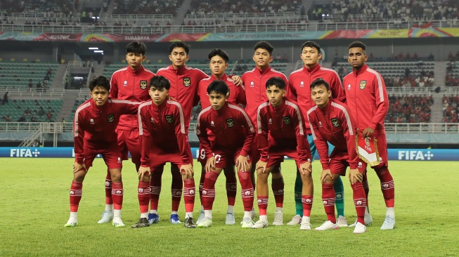 Para pemain Timnas Indonesia U-17 tampil di Piala Dunia U-17 2023. [DOC. LOC WCU17]