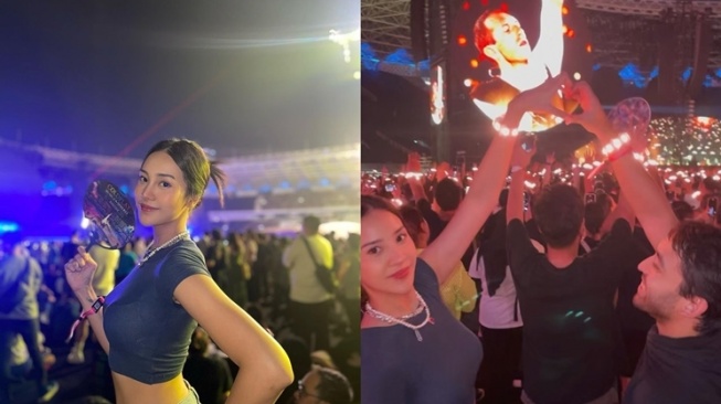 Potret Artis Nonton Coldplay (Instagram/@anyageraldine)