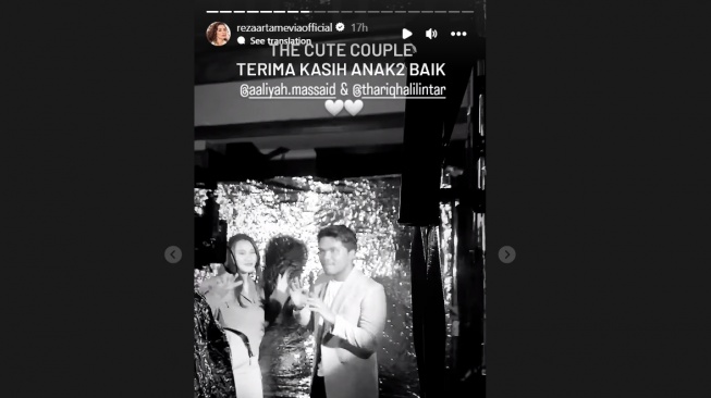 Reza Artamevia's Instastory shows off the togetherness of Aaliyah Massaid and Thariq Halilintar.  (Instagram)