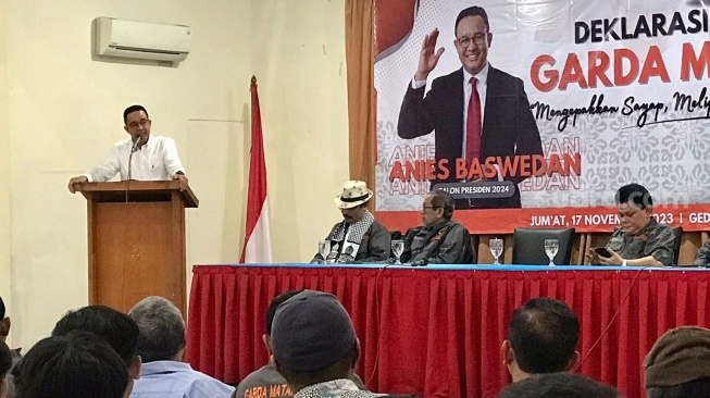 Capres Koalisi Perubahan, Anies Baswedan. (Suara.com/Rakha)