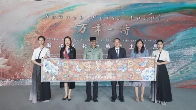 Pameran pariwisata dan budaya China dengan konsep puisi di Jakarta. (Dini/Suara.com)