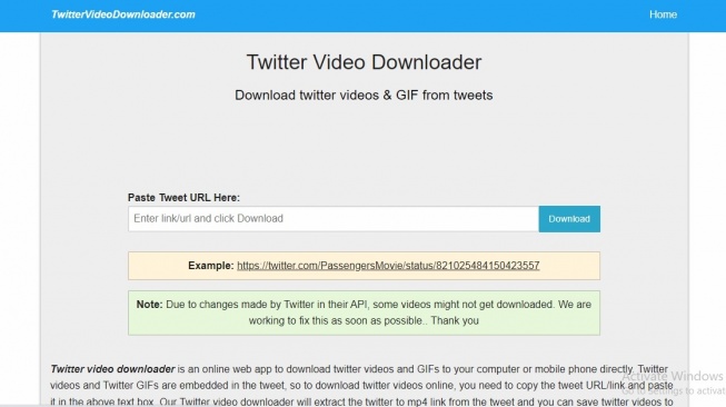 Download Twitter Videos. [Tangkapan layar]