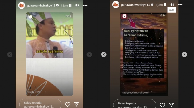 Gunawan Dwi Cahyo sindir soal istri yang seharusnya patuh (Instagram/@gunawandwicahyo13)