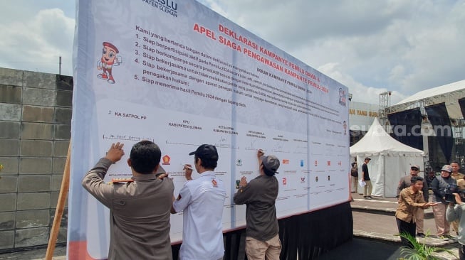 Bawaslu dan Seluruh Parpol di Sleman Deklarasi Kampanye Pemilu Damai 2024, Ini Poin-poinnya