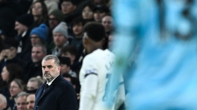 Reaksi Pelatih Kepala Tottenham Hotspur Ange Postecoglou pada pertandingan sepak bola Liga Premier Inggris saat menjamu Aston Villa di Stadion Tottenham Hotspur di London, pada 26 November 2023.Ben Stansall / AFP