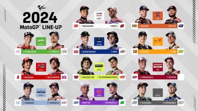 Resmi Dirilis, Ini Line Up MotoGP 2024 dan Pembalap yang Gabung Tim Baru