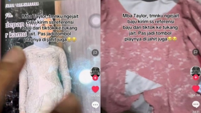 Apes! Kirim Referensi Baju dari TikTok ke Tukang Jahit, Tombol 'Play' di Foto Juga Ikut Dijahit