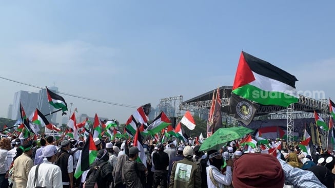 Reuni Presidium Alumni 212 kembali di gelar di kawasan Monas, Jakarta Pusat pada Sabtu (2/12/2023). (Suara.com/Yaumal)